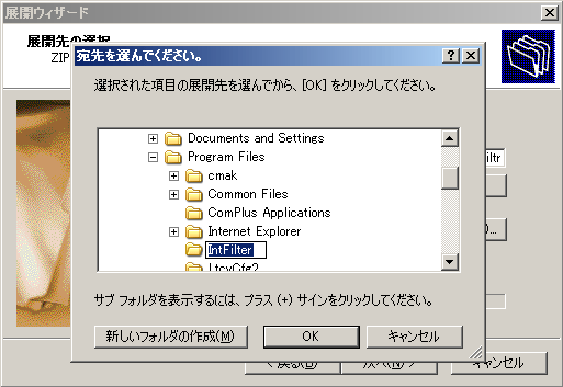 IntFilterの圧縮ファイルを解凍する。圧縮フォルダの展開ウィザード6